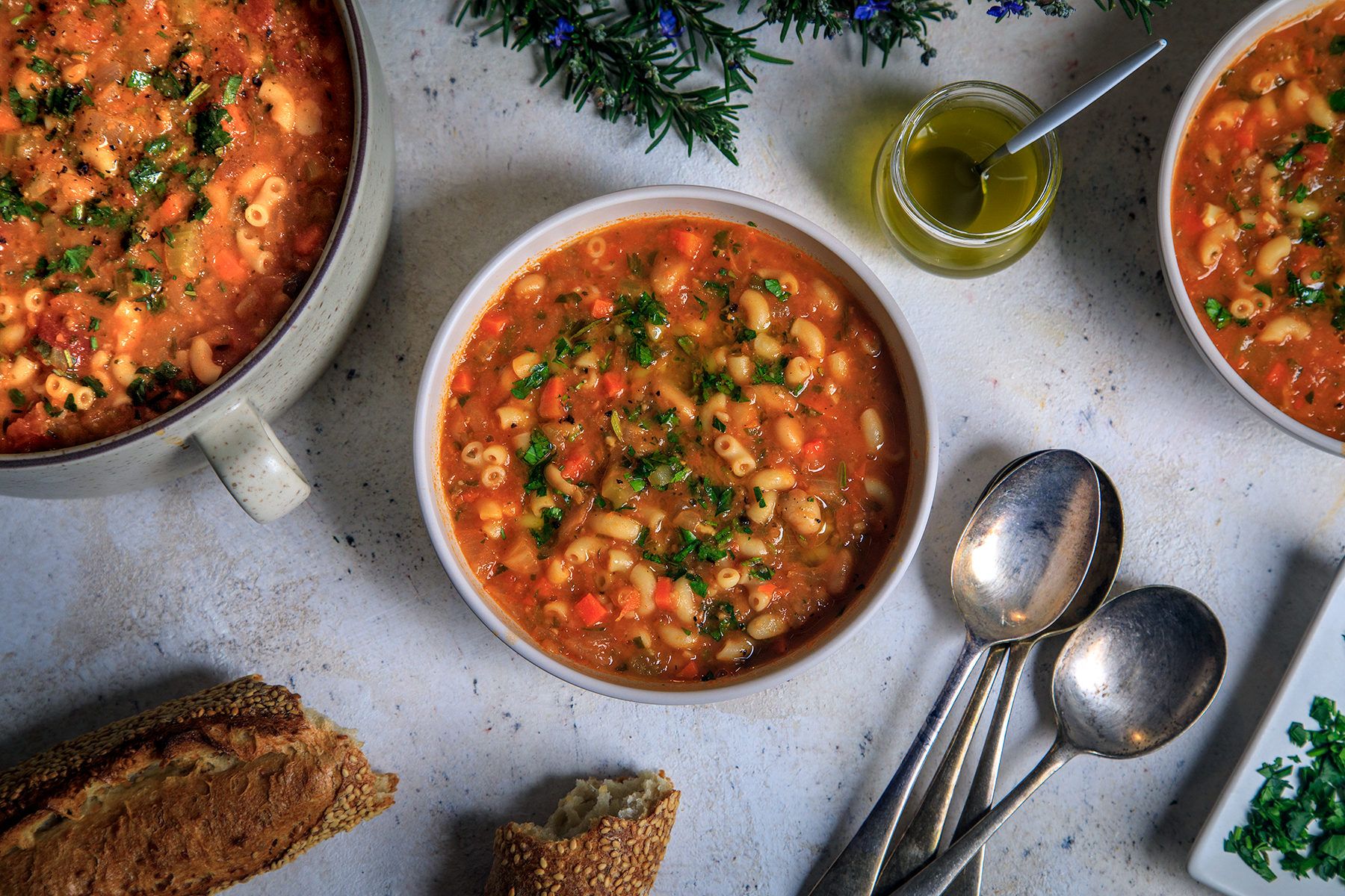 Roasted Garlic & White Bean Soup with Herb Oil - Yes to Yolks